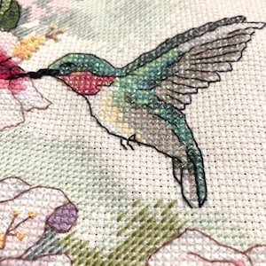 Hummingbird Art Cross Stitch Pattern Digital Pattern Modern Decor Bird Xstitch Pattern Animal Embroidery Needlepoint Chart PDF Download image 11