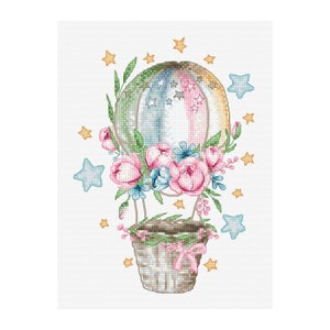 Balloon Counted Cross Stitch Kit  Luca-S kits B7007  Flower wreath Cross Stitch pattern Home Wall Decor Rose Stars