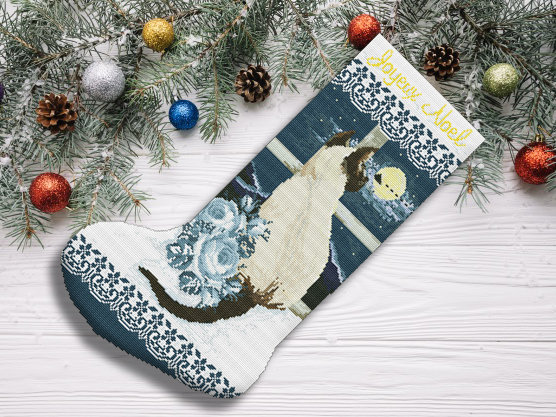 DIMENSIONS CROSS STITCH Angel Kitty Christmas Stocking Kit New