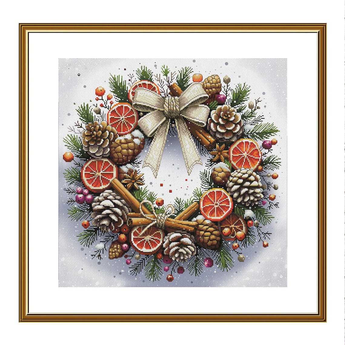 クリスマスリース、クロスステッチキット、クリスマスツリー