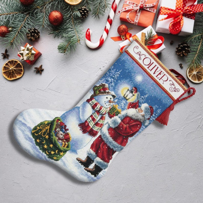 Holiday Glow Christmas Stocking Counted Cross Stitch Pattern Etsy