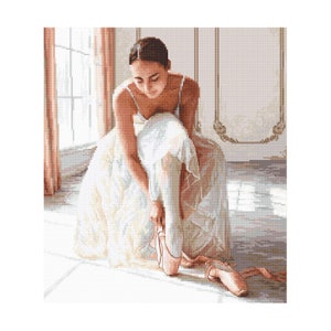 Ballerina Dancer Counted Cross Stitch Kit Hand Embroidery Needlepoint chart Painting Stitching Decor A beautiful moment Luca-S Pointe shoes