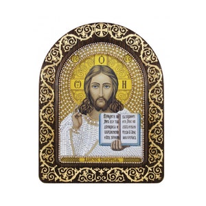 Orthodox icon Lord Jesus Beads Embroidery kit Beadwork Beaded Embroidery of beads Beads stitching Embroidery of beads Beads stitching