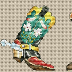 Cross Stitch Pattern Cowboy Boots Xstitch Pattern Vintage Boots Hand ...