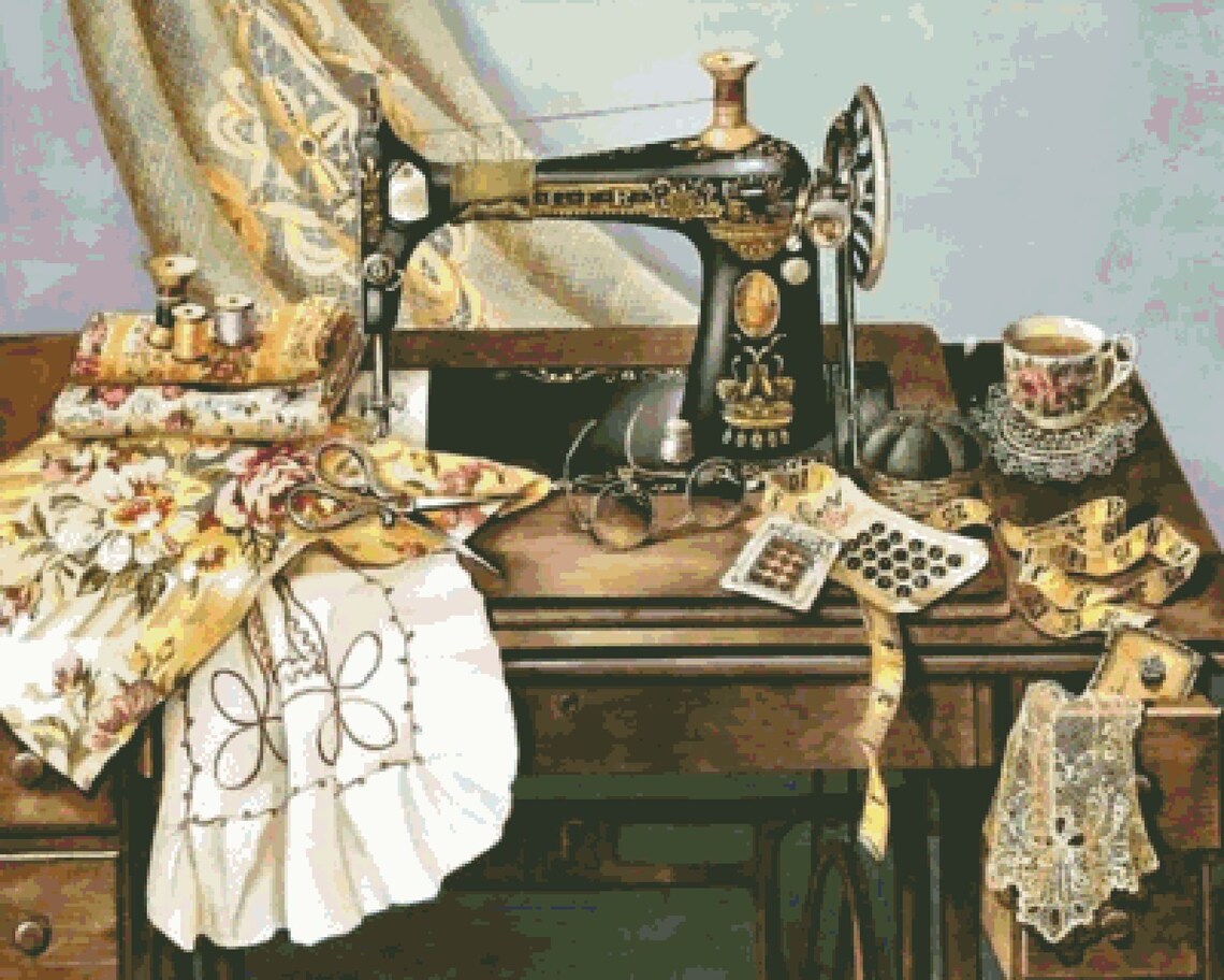 Vintage Sewing Machine Counted Cross Stitch Pattern Digital Etsy