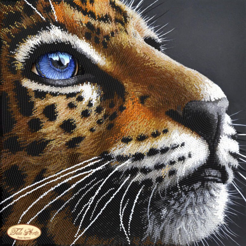 Tiger Full Bead Embroidery Kit Animal Needlework Kit Beadwork Etsy