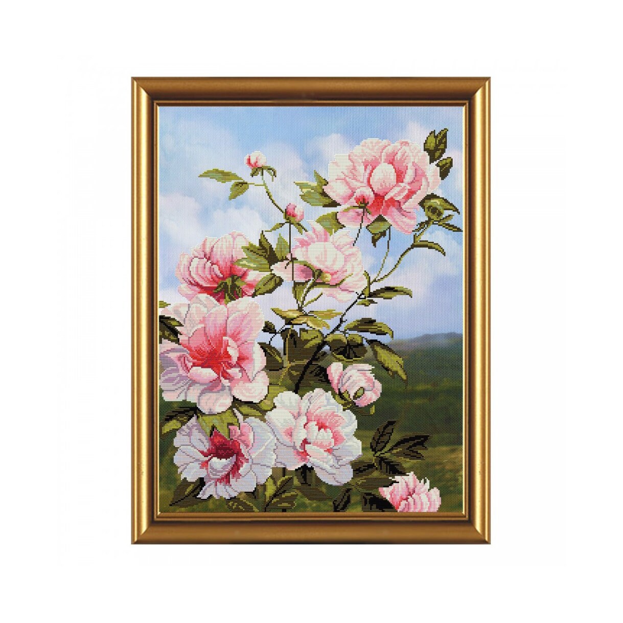 Peonies Flowers Counted Cross Stitch Kit Pink Flower Wildflowers Counted Cross Stitch Painting Stitching Wall Decor Room Decor Nova Sloboda