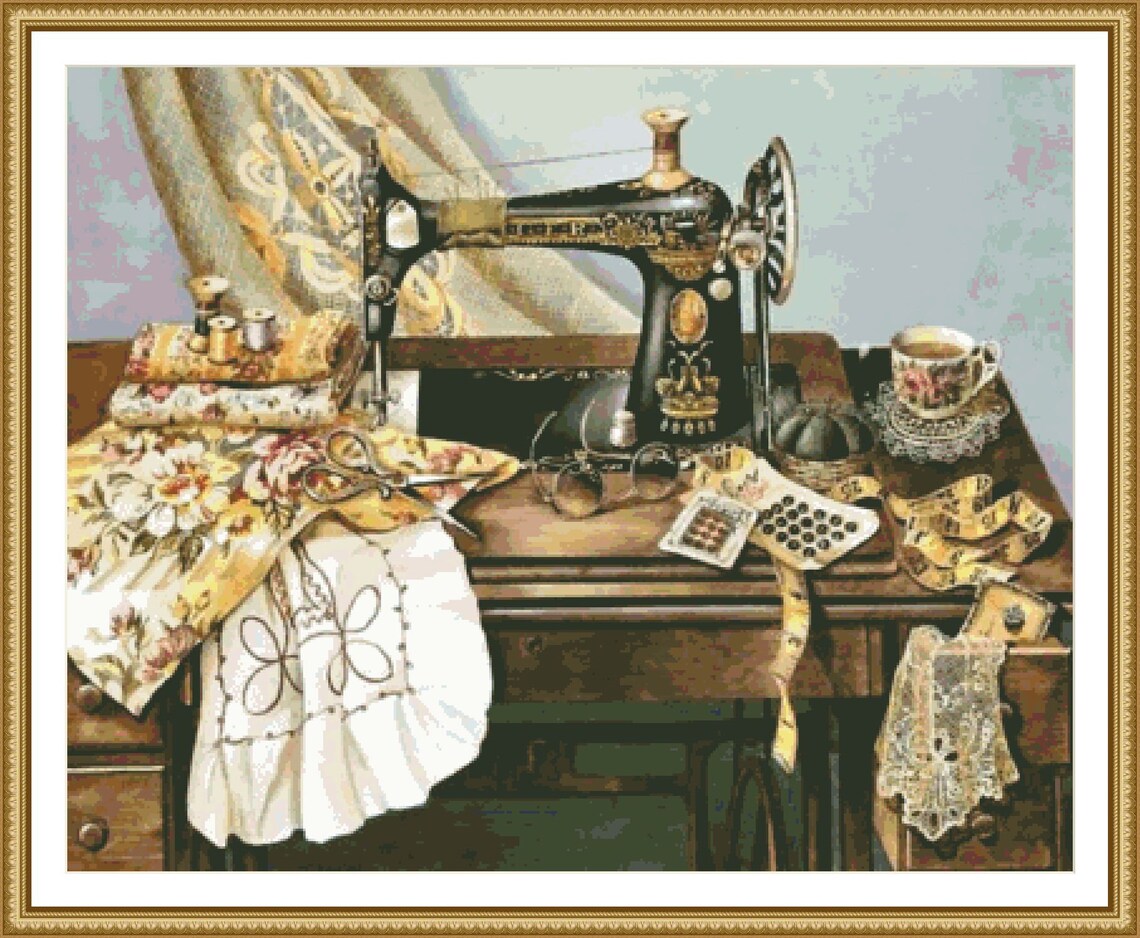 Vintage Sewing Machine Counted Cross Stitch Pattern Digital Etsy