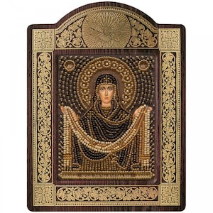 Icono ortodoxo Virgen Madre de Dios Cuentas Kit de bordado Cuentas Bordado de cuentas Costuras Bordado de cuentas Bordado de cuentas Costuras Bordado de cuentas Costuras