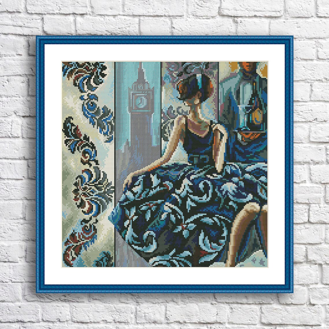 Elegant Woman Cross Stitch Pattern Lady Blue Dress London Big Ben Modern Wall Decor Pattern Woman Embroidery Needlepoint Pdf Romantic Date Fiber Arts Art Collectibles Kromasol Com