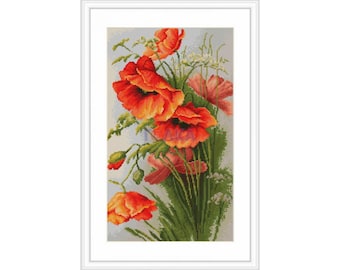 Counted Cross Stitch Kit Red Poppies Counted Cross Stitch Luca-S