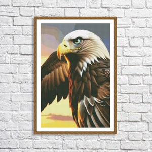 Weißkopfseeadler PDF Kreuzstichmuster Digitales Muster Modernes Dekor Vogel XStitch Muster Tier Stickerei Nadelspitzentabelle PDF Download DIY