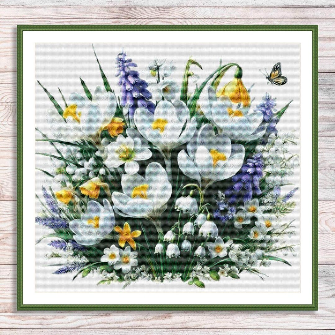 Spring Wildflowers Cross Stitch Pattern Garden Floral Pattern Modern ...