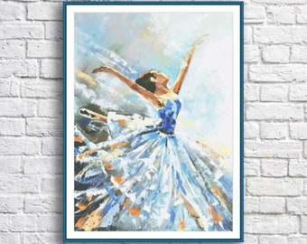 Danseuse de ballet Cross Stitch Pattern Digital Pattern Modern Wall Decor Woman dance Pattern Hand Broderie Needlepoint chart DIY Télécharger PDF