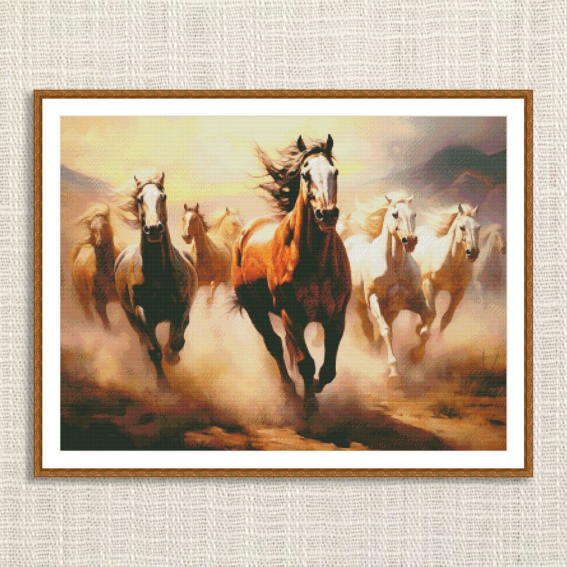 Horses Running Counted Cross Stitch Pattern Digital Pattern Horse