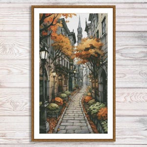 Eiffel Tower Counted Cross Stitch Pattern Autumn Paris Digital Pattern European city Landscape Pattern Hand Embroidery Needlepoint chart