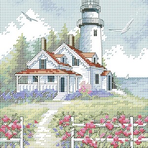Scenic Lighthouse Counted Cross Stitch Pattern Digital Pattern Modern ...