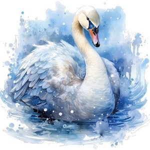 White Swan Cross Stitch Pattern Birds Xstitch Pattern Animal Embroidery Needlepoint Chart PDF Watercolor Swan Swan Wings Swan Flight