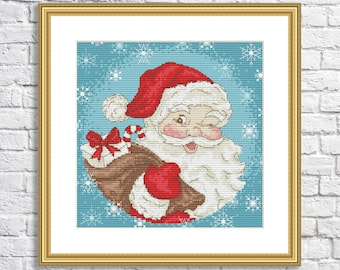 Funny Santa Claus Christmas Cross Stitch Pattern Xmas Presents Hand Embroidery Home Stitching Decor Gift Embroidery Pattern Needlepoint