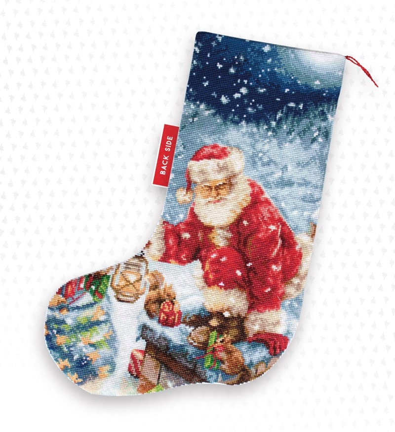 Christmas stocking Cross Stitch Kit Santa Claus Father Saint Nicholas Xmas  holiday Gift Counted Cross Stitch Kits DIY Luca-S Christmas Boot