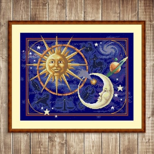 Counted Cross Stitch Pattern Celestial Gathering Hand Embroidery Needlepoint chart Galaxy Constellations Cosmos Universe Zodiac