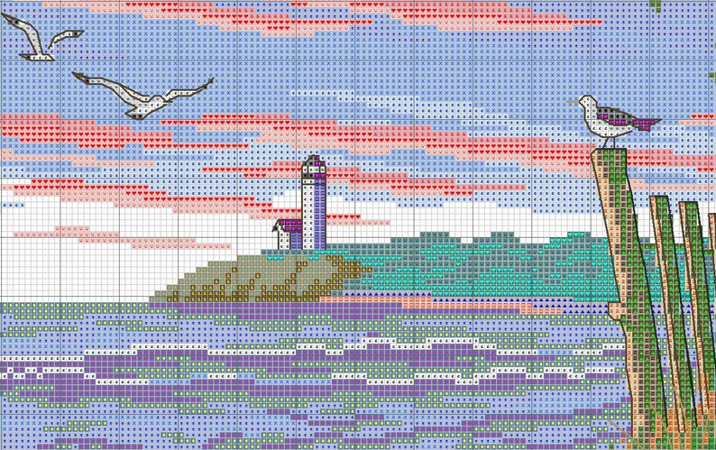 Beauty of the Beach Counted Cross Stitch Pattern Digital Pattern Modern ...