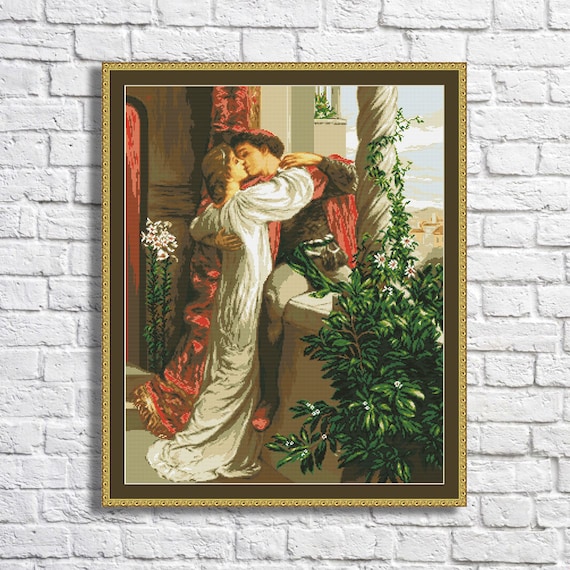 Romeo and Juliet Cross Stitch Pattern Needlepoint Chart Kiss