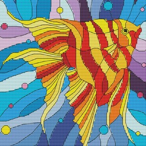 Abstract Fish Cross Stitch Pattern Tropical Fish Deep Sea Fish Xstitch ...