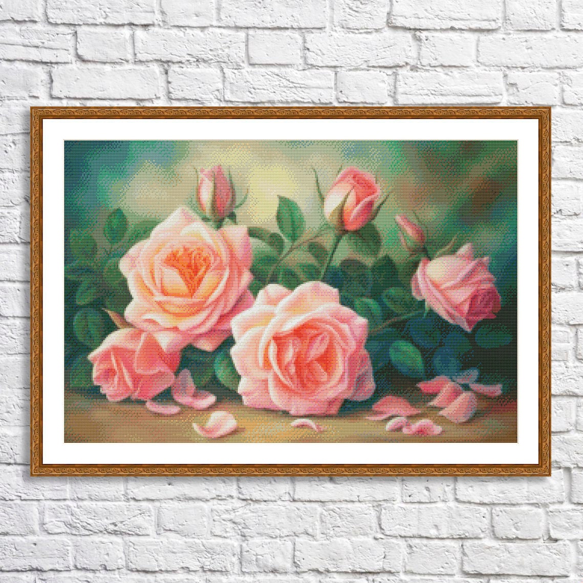 Sweet Pink Roses Cross Stitch Pattern Digital Pattern Modern Decor ...