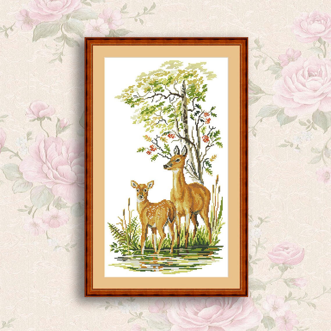 Deer With Fawns Counted Cross Stitch Pattern Autumn Forest Modern ...