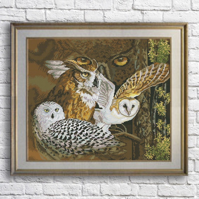 Owl Look Cross Stitch Pattern Autumn Forest Bird Xstitch Etsy