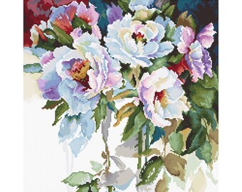 白いバラの水彩画の花の庭の花のクロスステッチキット静物画モダン