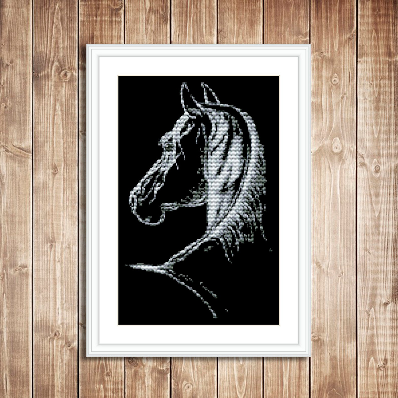 Cross Stitch Pattern Silhouette Horse Head Monochrome Digital Pattern Modern Horse Embroidery