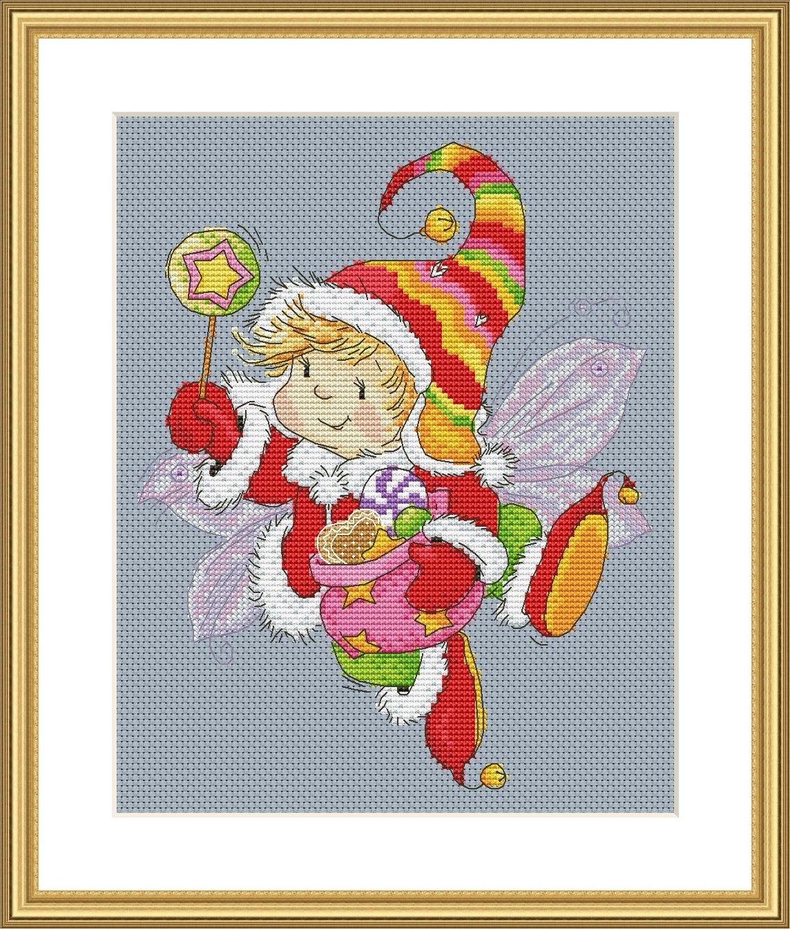 Christmas Elf Cross Stitch Pattern Fairy Wings Modern Cross Etsy