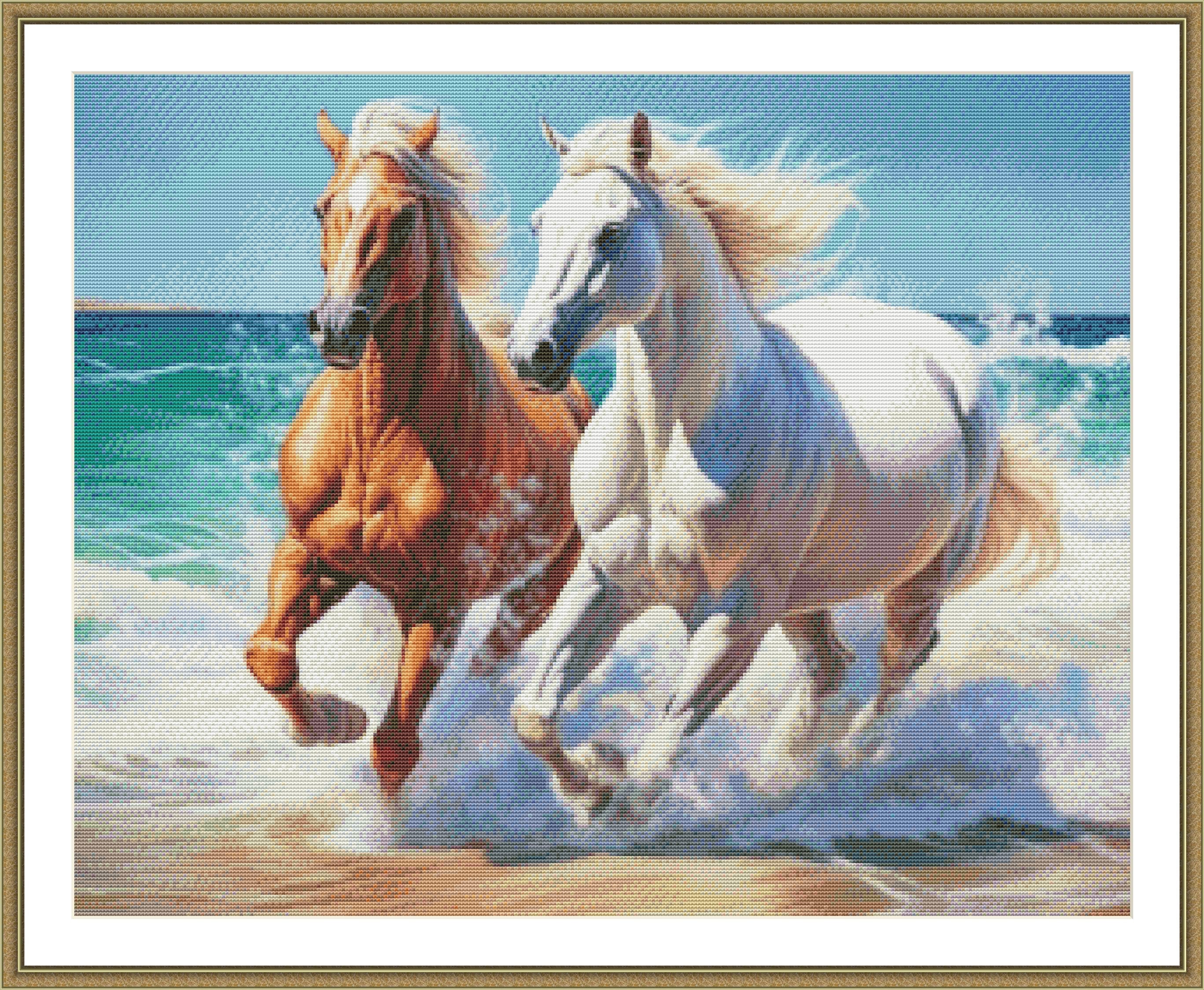 Horses Running Counted Cross Stitch Pattern Digital Pattern Horse