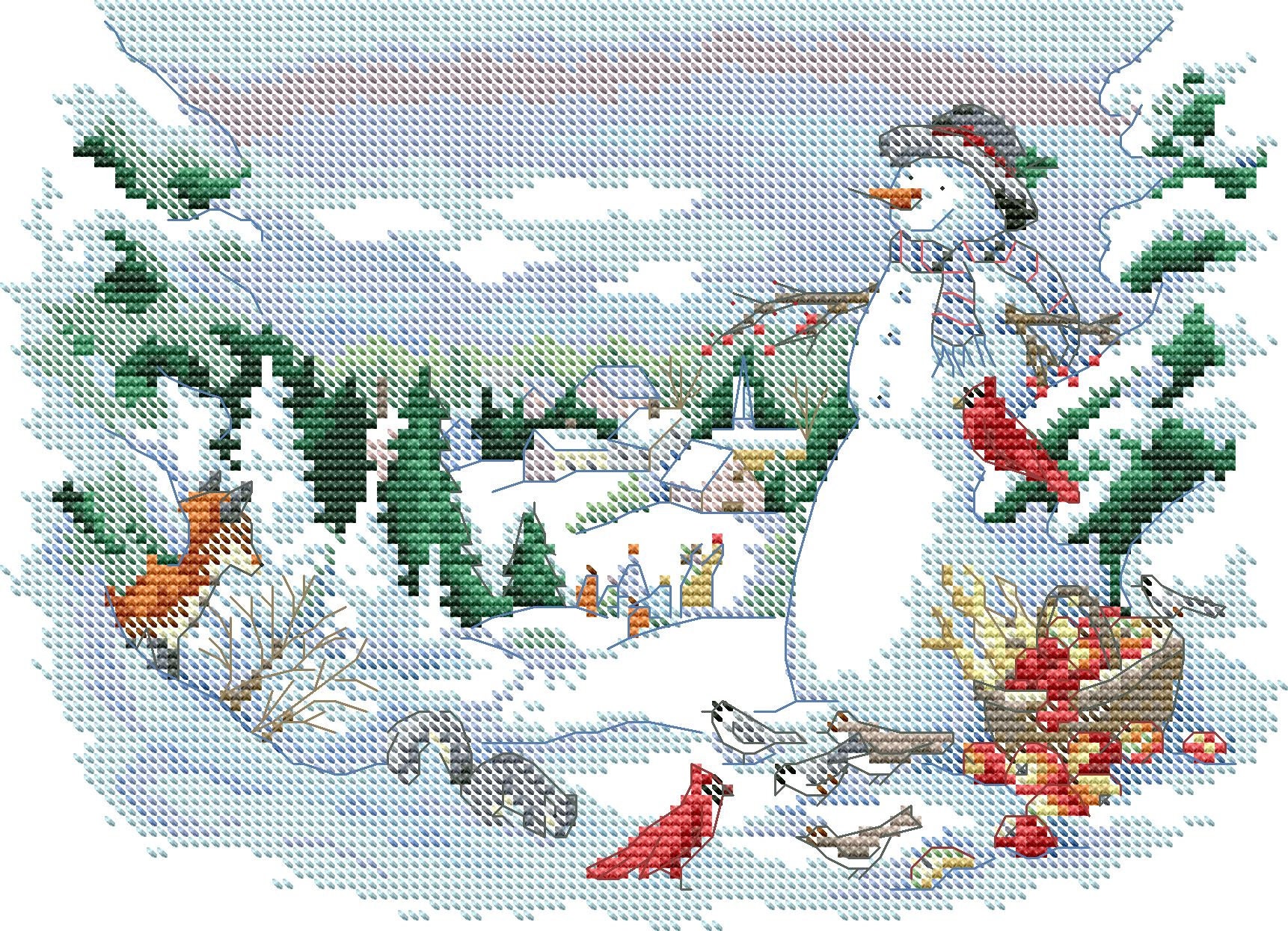 Christmas Cross Stitch Pattern Friends of the Snowman Modern - Etsy