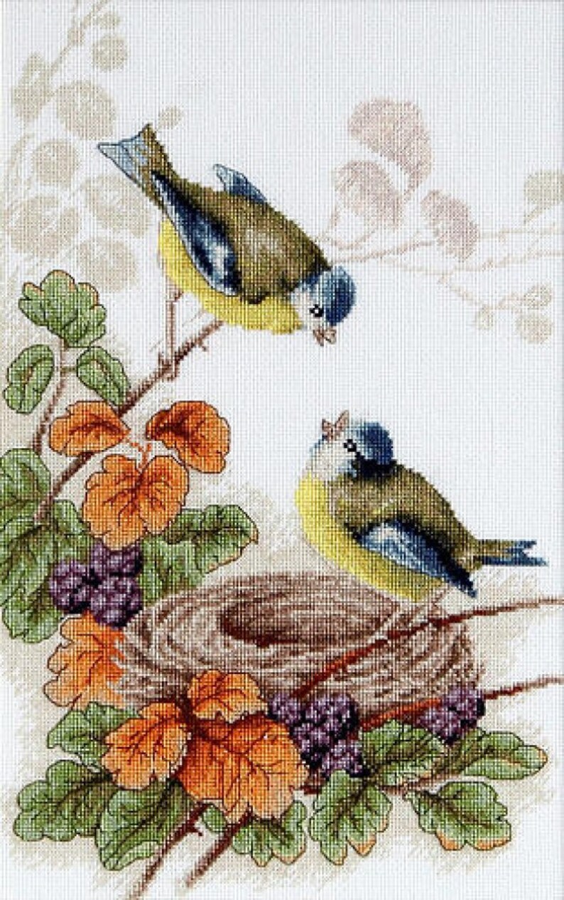 Cross Stitch Kit Birds in nest Counted Cross Stitch LucaS Etsy
