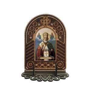Beads Embroidery kit Orthodox icon Saint Nicholas the Wonderworker Beaded Embroidery of beads Beads stitching