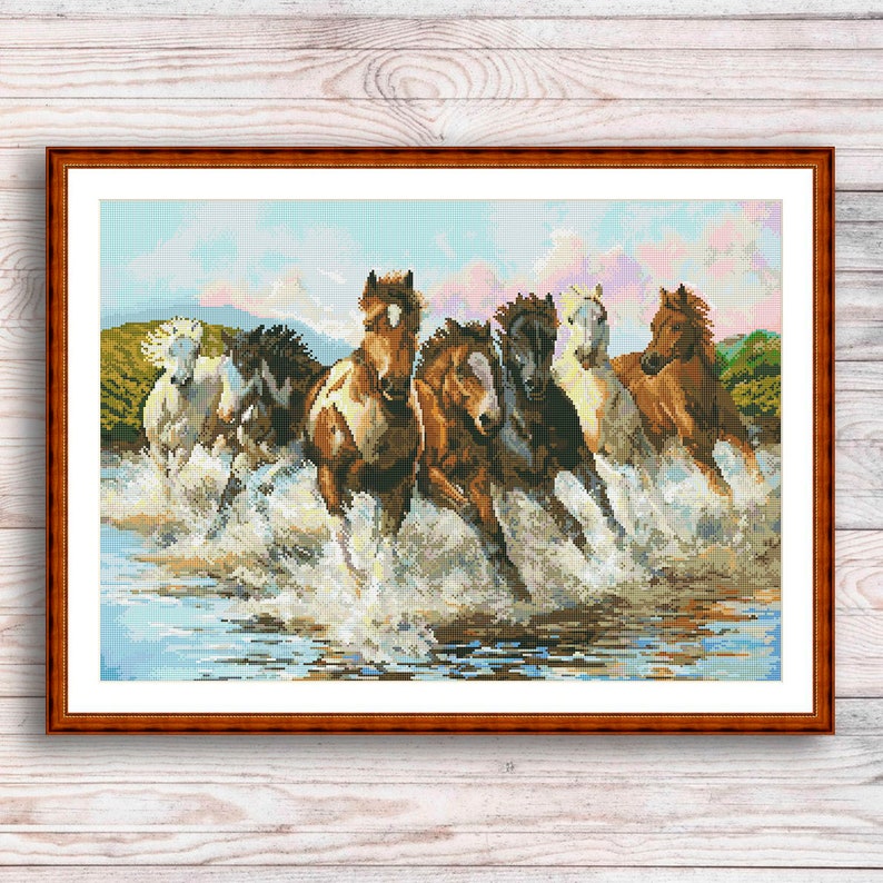 Herd of Horses Cross Stitch Pattern Running Horses Pattern Etsy