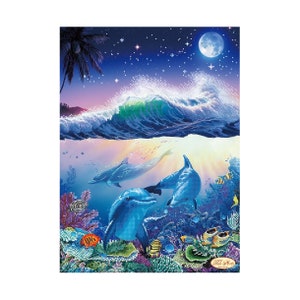 Bead Embroidery kit Underwater World Needlework Kit Beadwork Hand embroidery Kit Beading Embroidery Tropical Fish Dolphins Colorful Corals