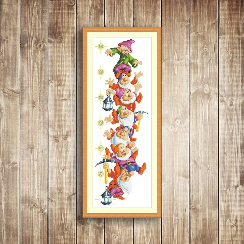 Seven Gnomes Counted Cross Stitch Pattern Height Meter Gnomes Etsy