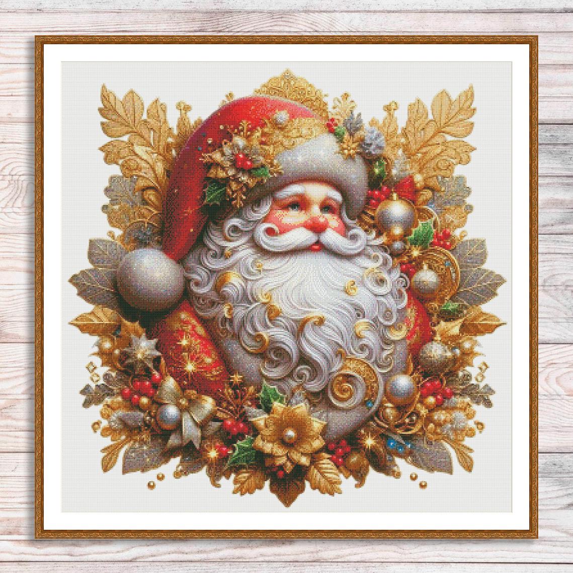 ビンテージ サンタクロース 刺繍アート 約30cm x 40cm ビンテージ サンタクロース 刺繍アート 約30cm x 40cm