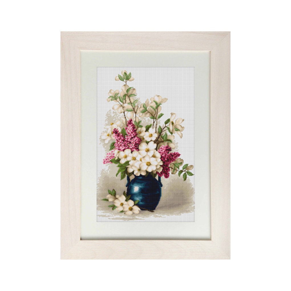 Luca-S Kreuzstichset 'Jasmine Und Flieder' – 30x44,5 Cm, Inkl. Garn, Nadel & Anleitung