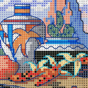 Counted Cross Stitch Pattern Southwest Blend Landscape Pattern Hand Embroidery Needlepoint Grand Canyon Desert Cactus Ceramic tableware image 6
