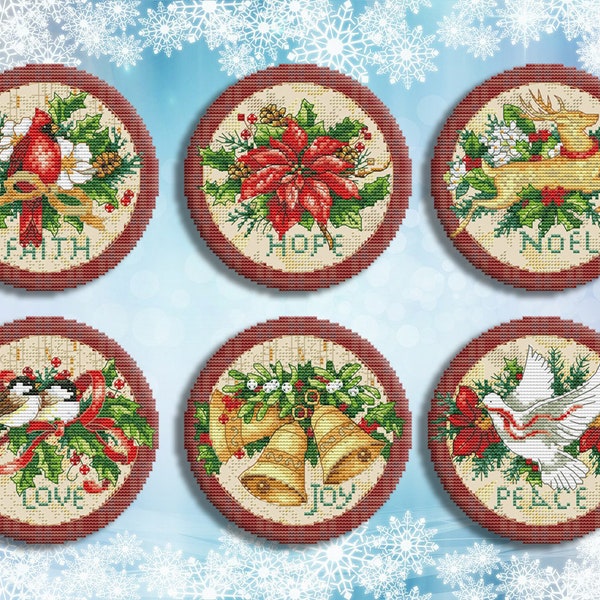 Christmas Cross Stitch Pattern Old World Holiday ornaments set Xmas Embroidery Tree Stitching Decor Embroidery Pattern Needlepoint Chart PDF