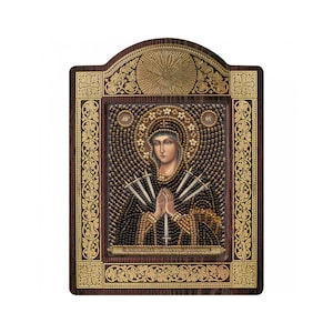 Icono ortodoxo Virgen Madre de Dios Kit de bordado de cuentas Bordado de cuentas Costura de cuentas Bordado de cuentas Costura de cuentas
