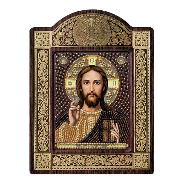 Lord Jesus Orthodoxe Ikonen Stickpackung Beadwork Perlenstickerei Perlenstickerei Stickerei