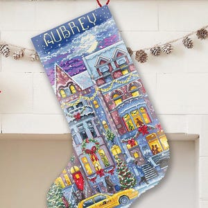 Winter Townhouse Kous kerstsok Telpatroon Kerstman Vader Sint Kerstcadeau Luca-S L8085