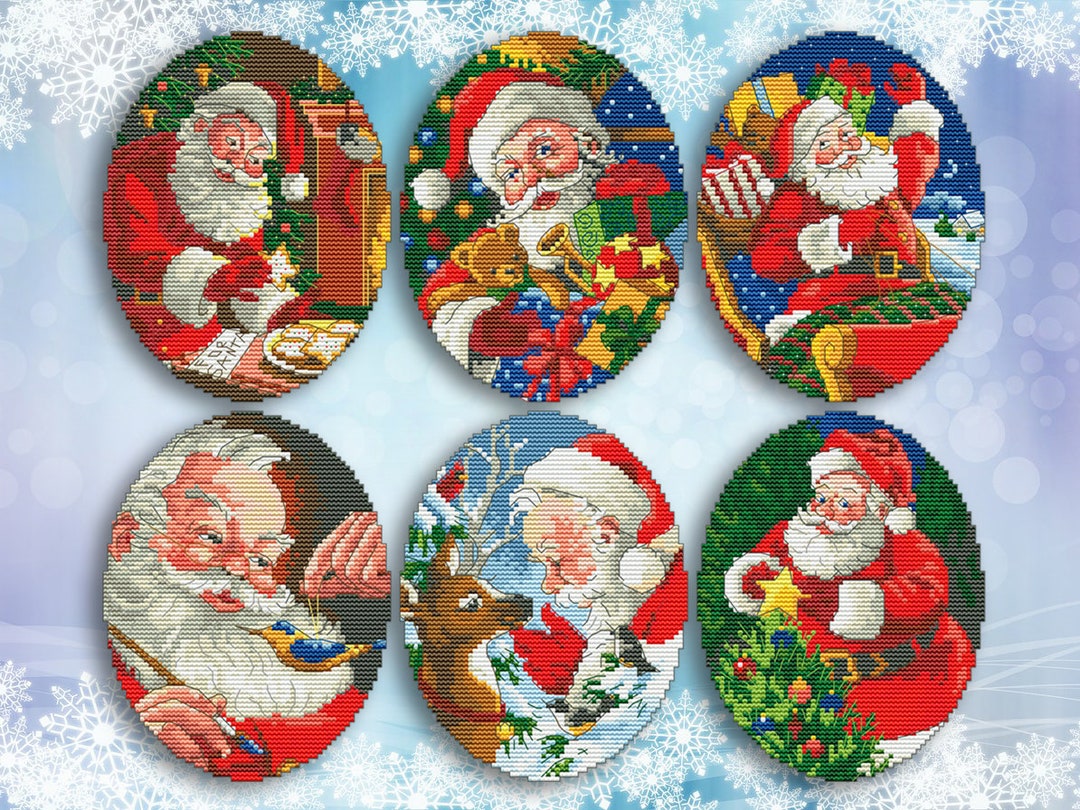 Ks様　ご依頼品 Christmas Cross Stitch Pattern Spirit of Santa Ornaments Set