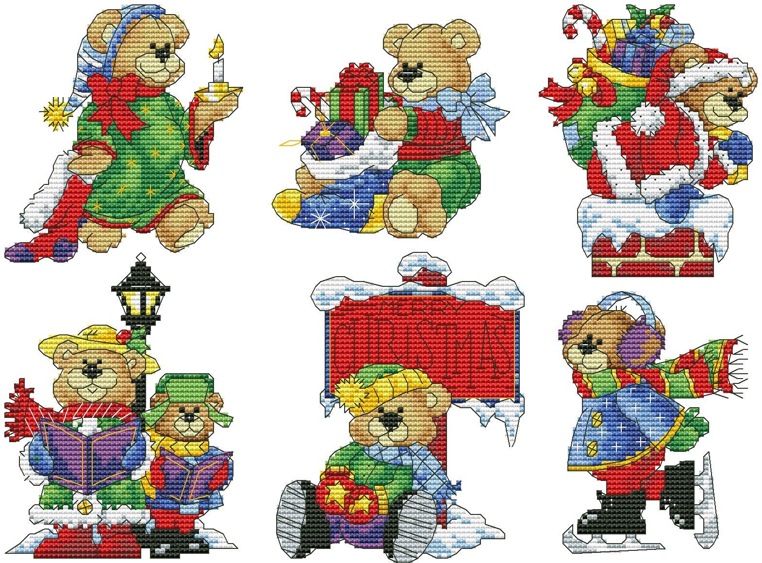 Christmas Cross Stitch Pattern Christmas Bears Ornaments Set - Etsy